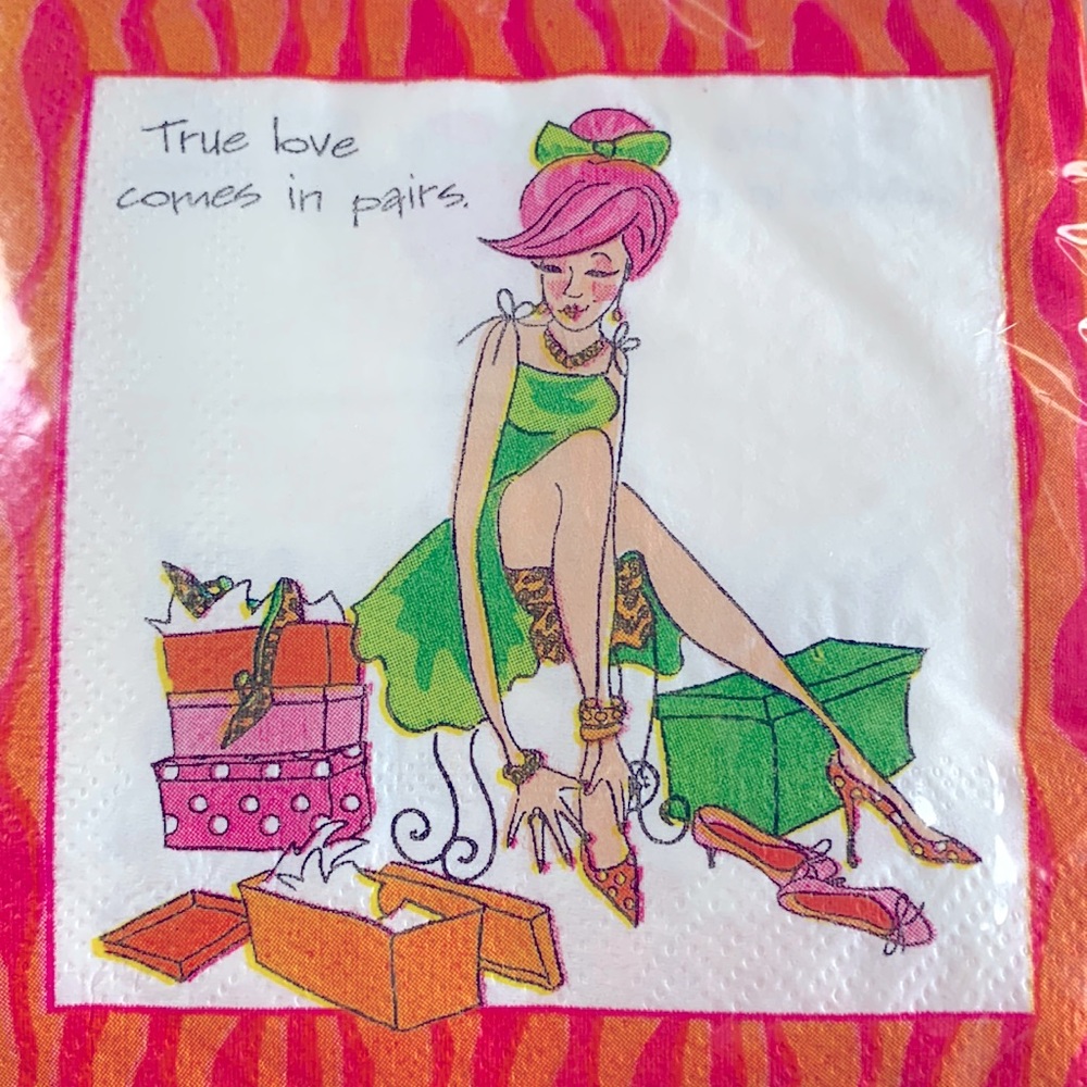 SUPER FUN BRAND NEW 2-Ply Cocktail Napkins are a set of 30. Imported.